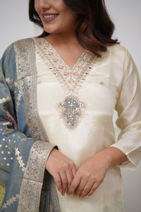 Off White Elegance Chanderi Suit Set