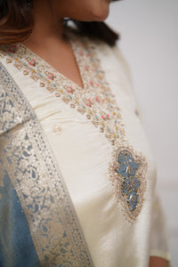 Off White Elegance Chanderi Suit Set