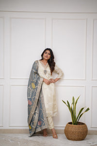 Off White Elegance Chanderi Suit Set