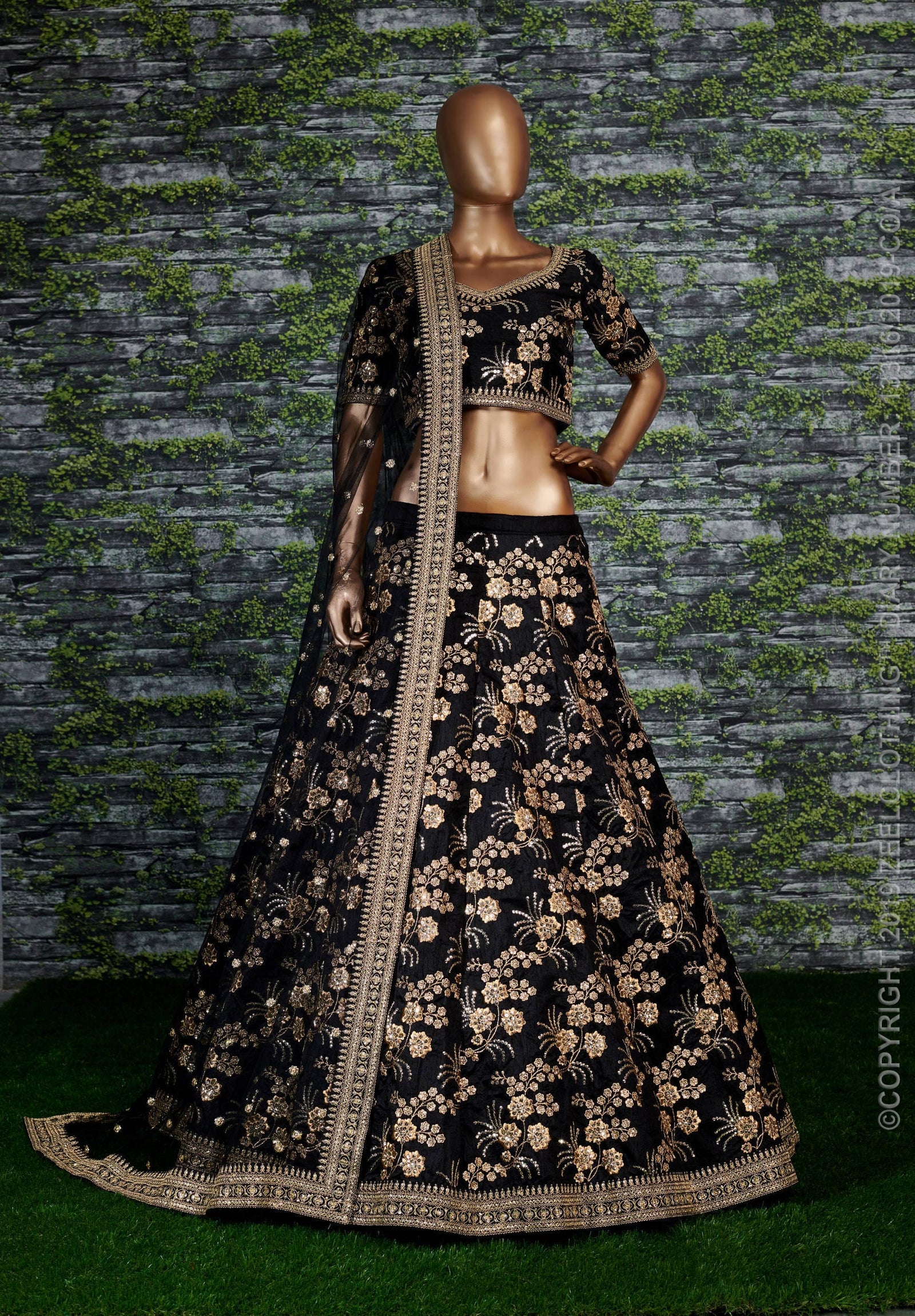 Noir Regal Thai Silk Designer Lehenga Choli Set
