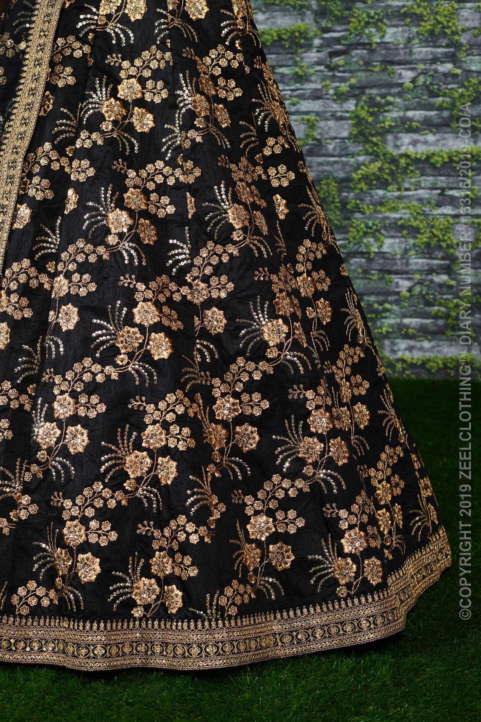 Noir Regal Thai Silk Designer Lehenga Choli Set