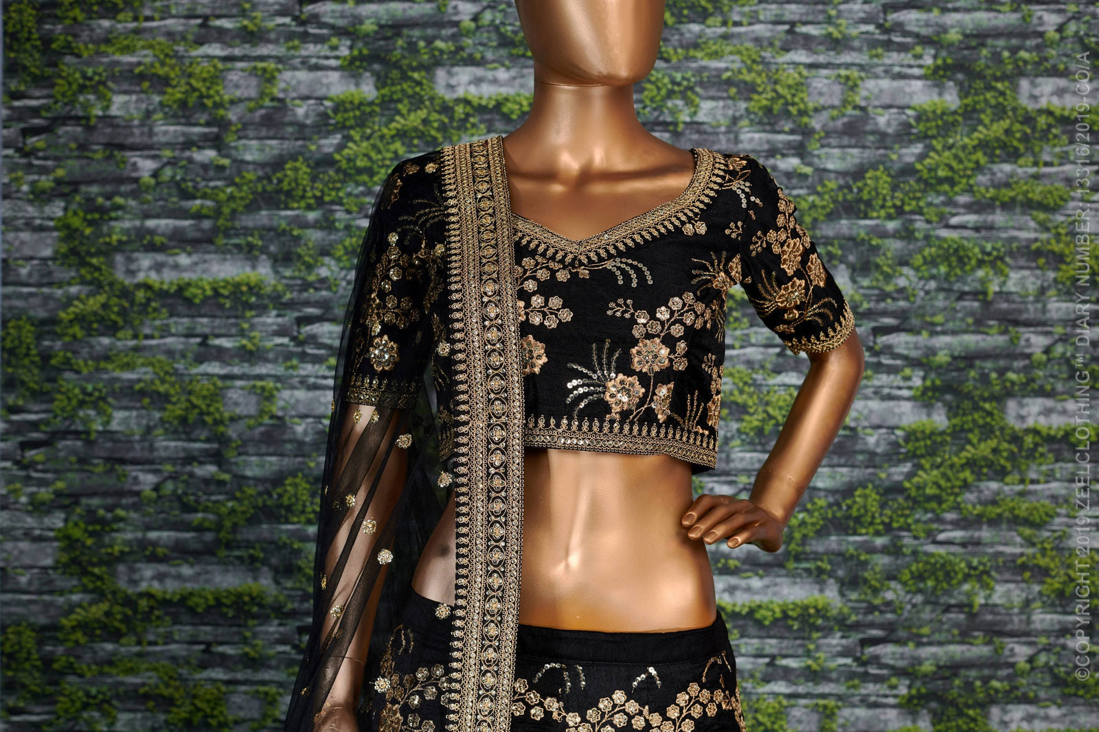 Noir Regal Thai Silk Designer Lehenga Choli Set