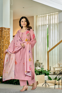 Pink Chanderi Butti Printed Kurti Set