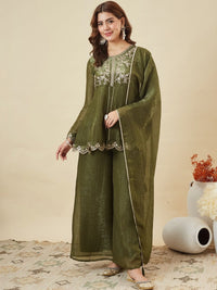 Pista Crunchy Silk Embroidered Palazzo Set