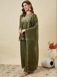 Pista Crunchy Silk Embroidered Palazzo Set