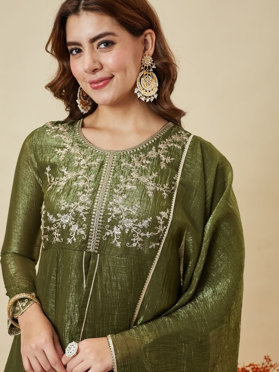 Pista Crunchy Silk Embroidered Palazzo Set