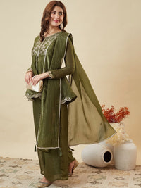 Pista Crunchy Silk Embroidered Palazzo Set