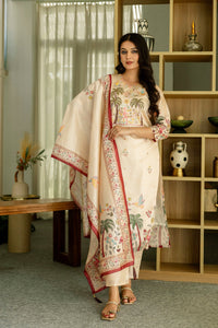 Ivory Cream Assam Silk Embroidered Suit Set