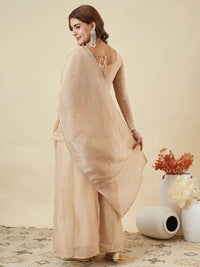 Cream Crunchy Silk Embroidered Sharara Set
