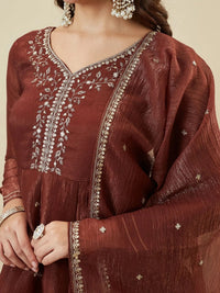 Maroon Embroidered Sharara Suit Set