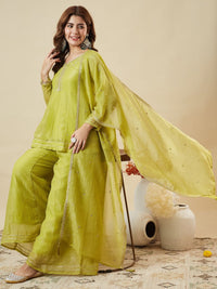 Lemon Embroidered Sharara Suit Set