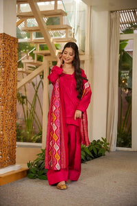 Rani Pink Silk Crepe Gharara Set