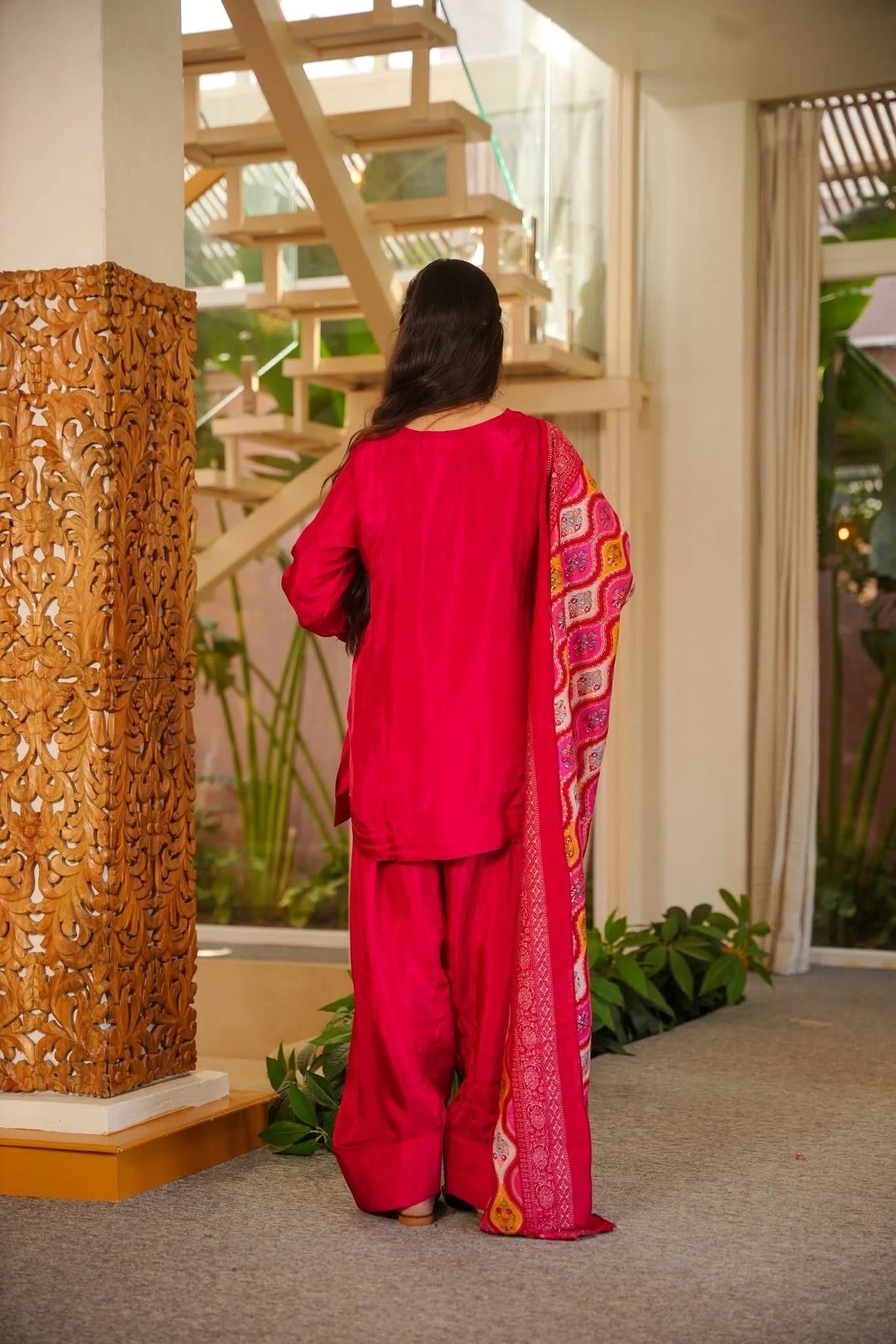 Rani Pink Silk Crepe Gharara Set