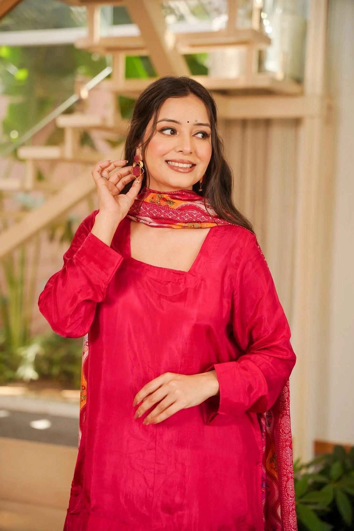Rani Pink Silk Crepe Gharara Set