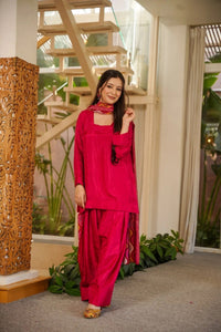Rani Pink Silk Crepe Gharara Set