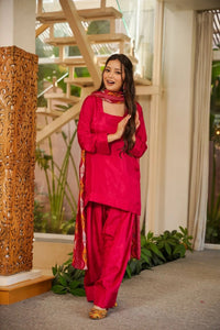 Rani Pink Silk Crepe Gharara Set