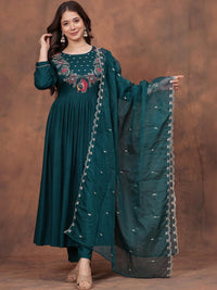 Green Petaline Bloom Rayon Suit Set