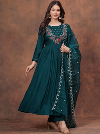 Green Petaline Bloom Rayon Suit Set