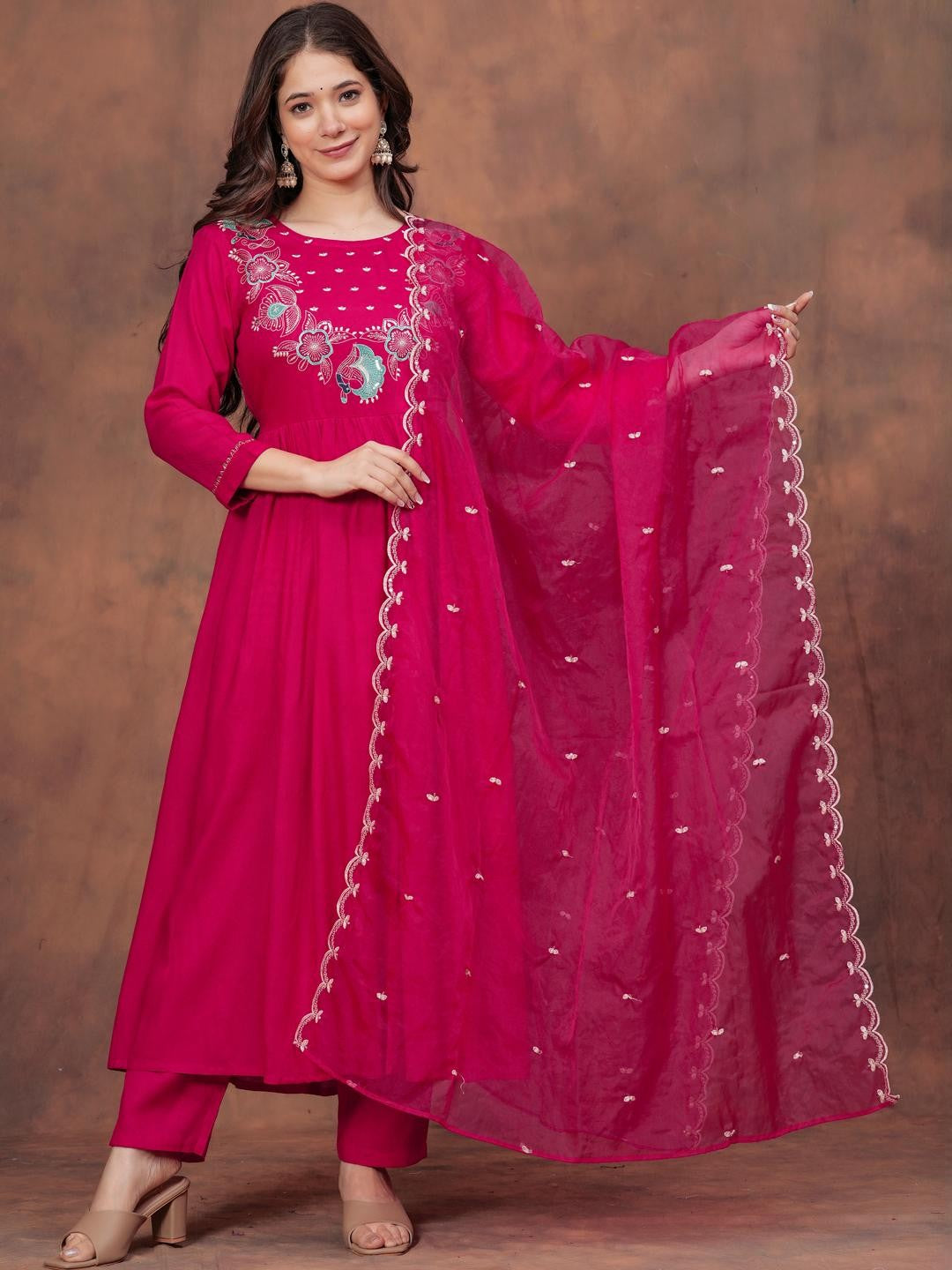 Pink Petaline Bloom Rayon Suit Set