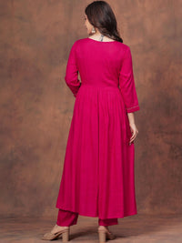 Pink Petaline Bloom Rayon Suit Set
