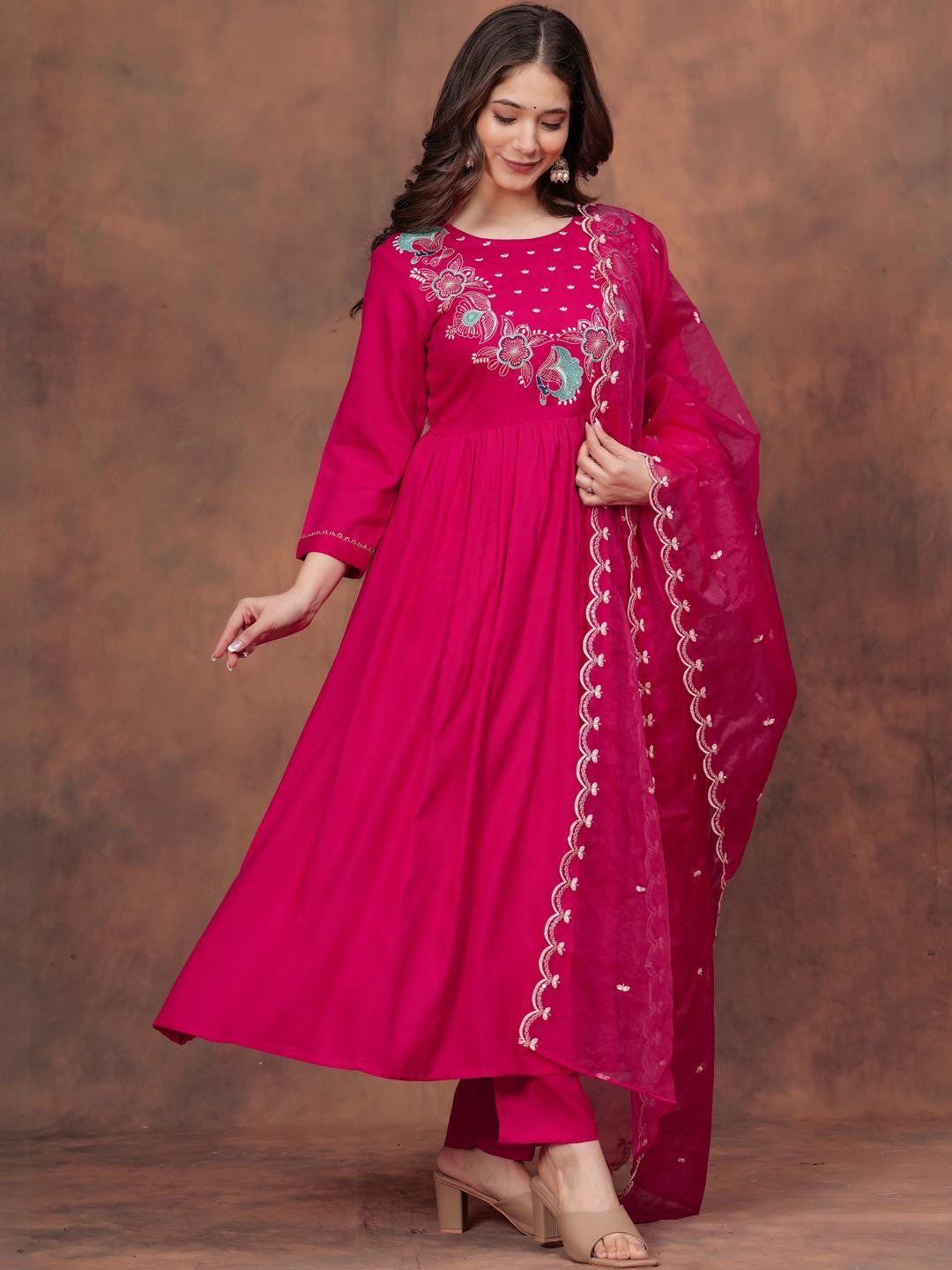 Pink Petaline Bloom Rayon Suit Set