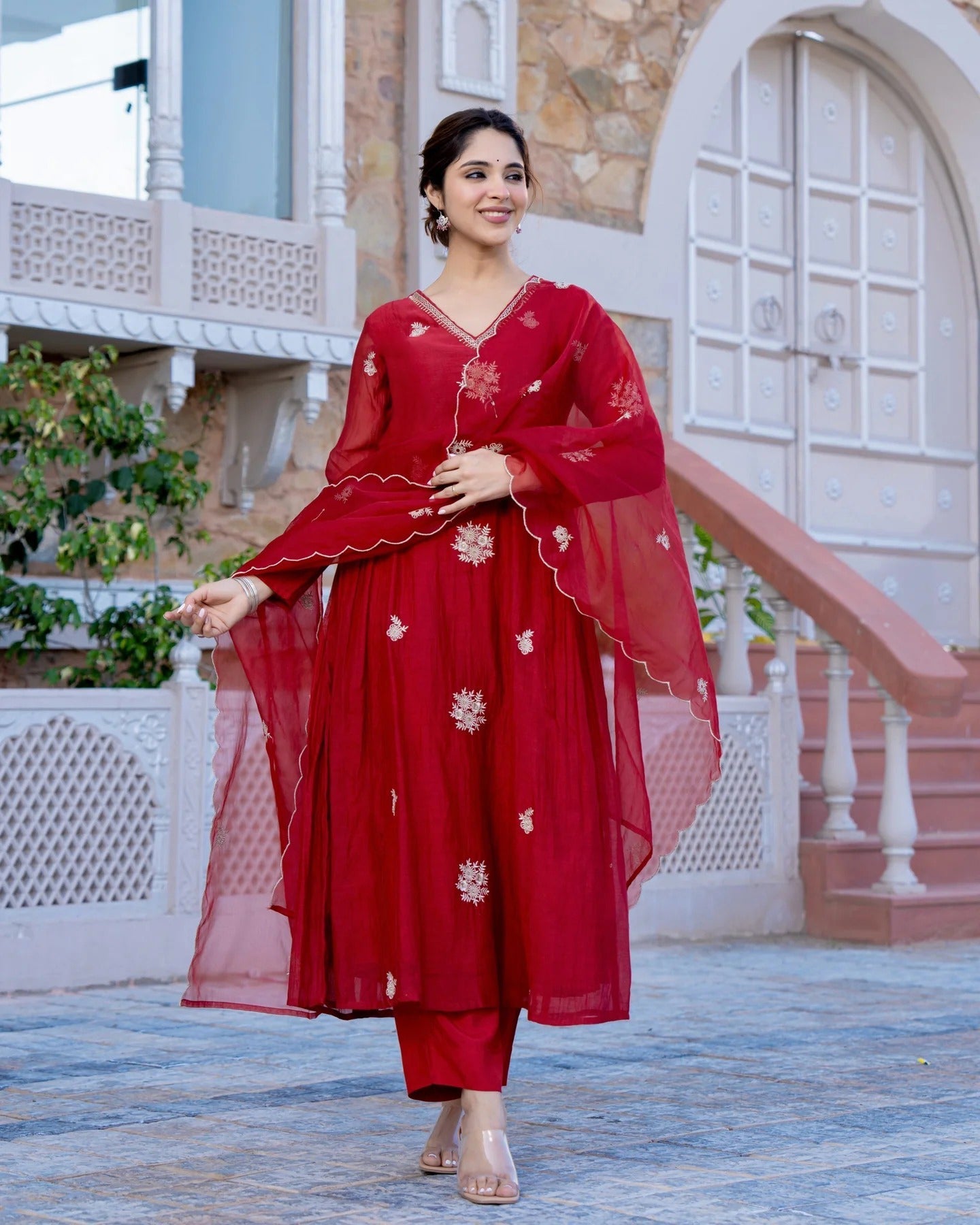 Ruby Elegance Chanderi Silk Suit Set