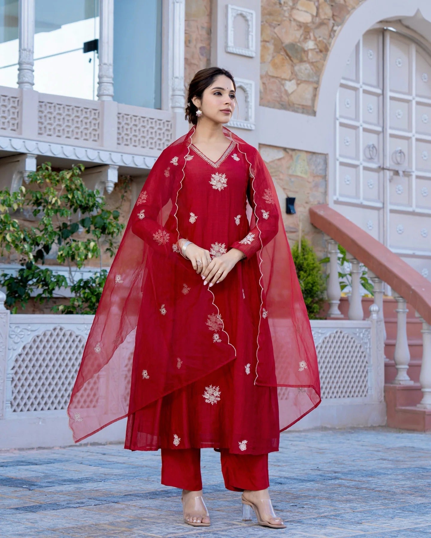 Ruby Elegance Chanderi Silk Suit Set