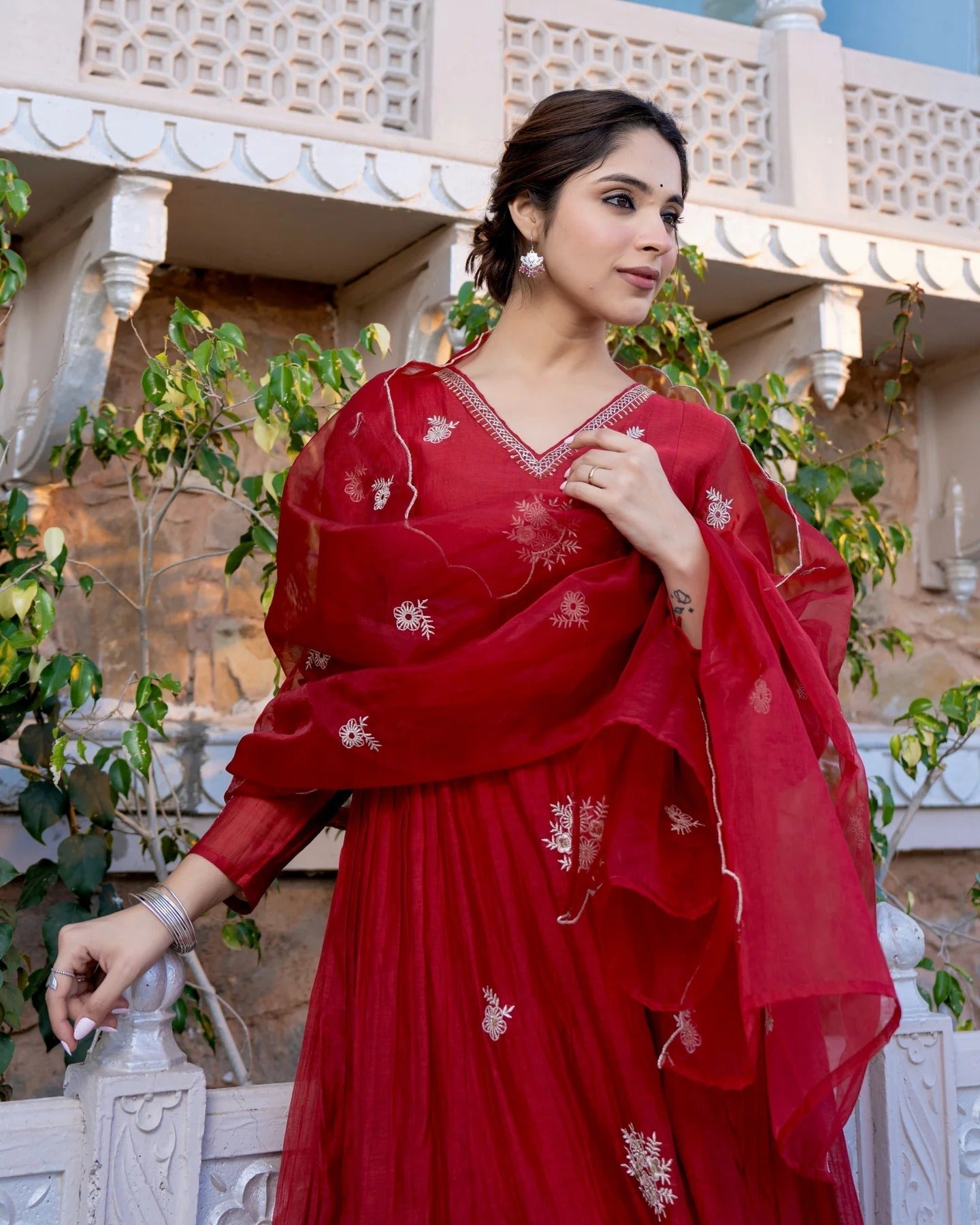 Ruby Elegance Chanderi Silk Suit Set