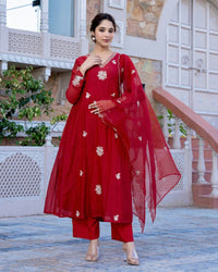 Ruby Elegance Chanderi Silk Suit Set