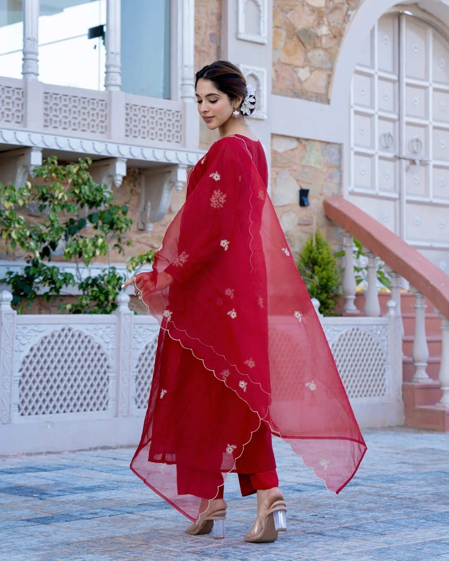 Ruby Elegance Chanderi Silk Suit Set