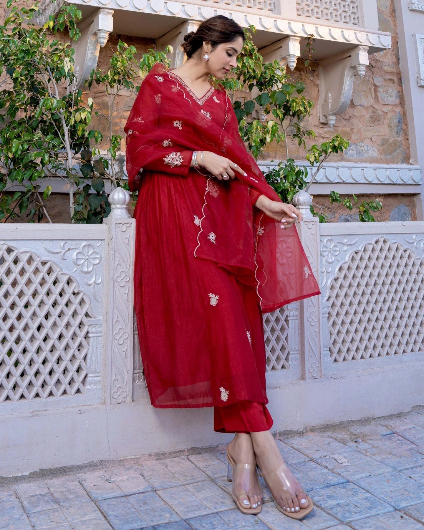 Ruby Elegance Chanderi Silk Suit Set