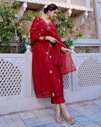 Ruby Elegance Chanderi Silk Suit Set