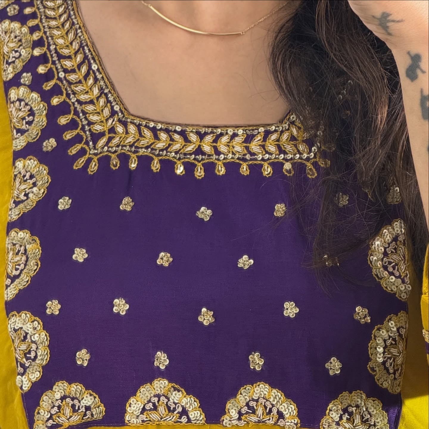 Mustard Yellow Viscose Embroidered Kurta Set