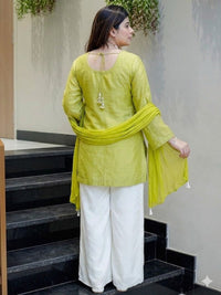 Lemon Yellow Embroidered Silk Suit Set