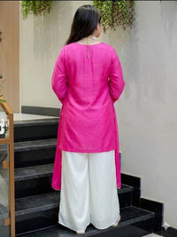Pink Embroidered Silk Suit Set