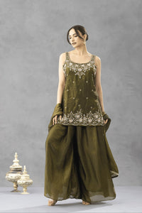 Mehndi Green Embroidered Sharara Set