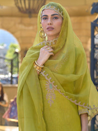 Lemon Luxe Embroidered Georgette Suit Set