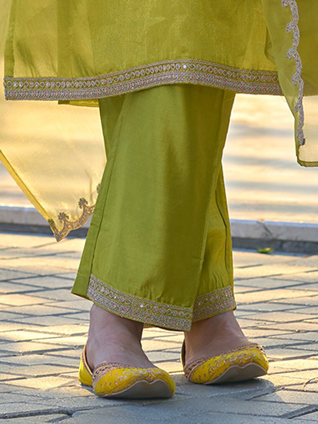 Lemon Luxe Embroidered Georgette Suit Set
