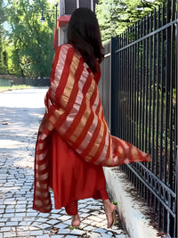 Orange Chanderi Silk Embroidered Kurta Set
