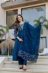 Rama Vichitra Embroidered Kurta Set