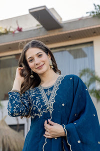 Rama Vichitra Embroidered Kurta Set