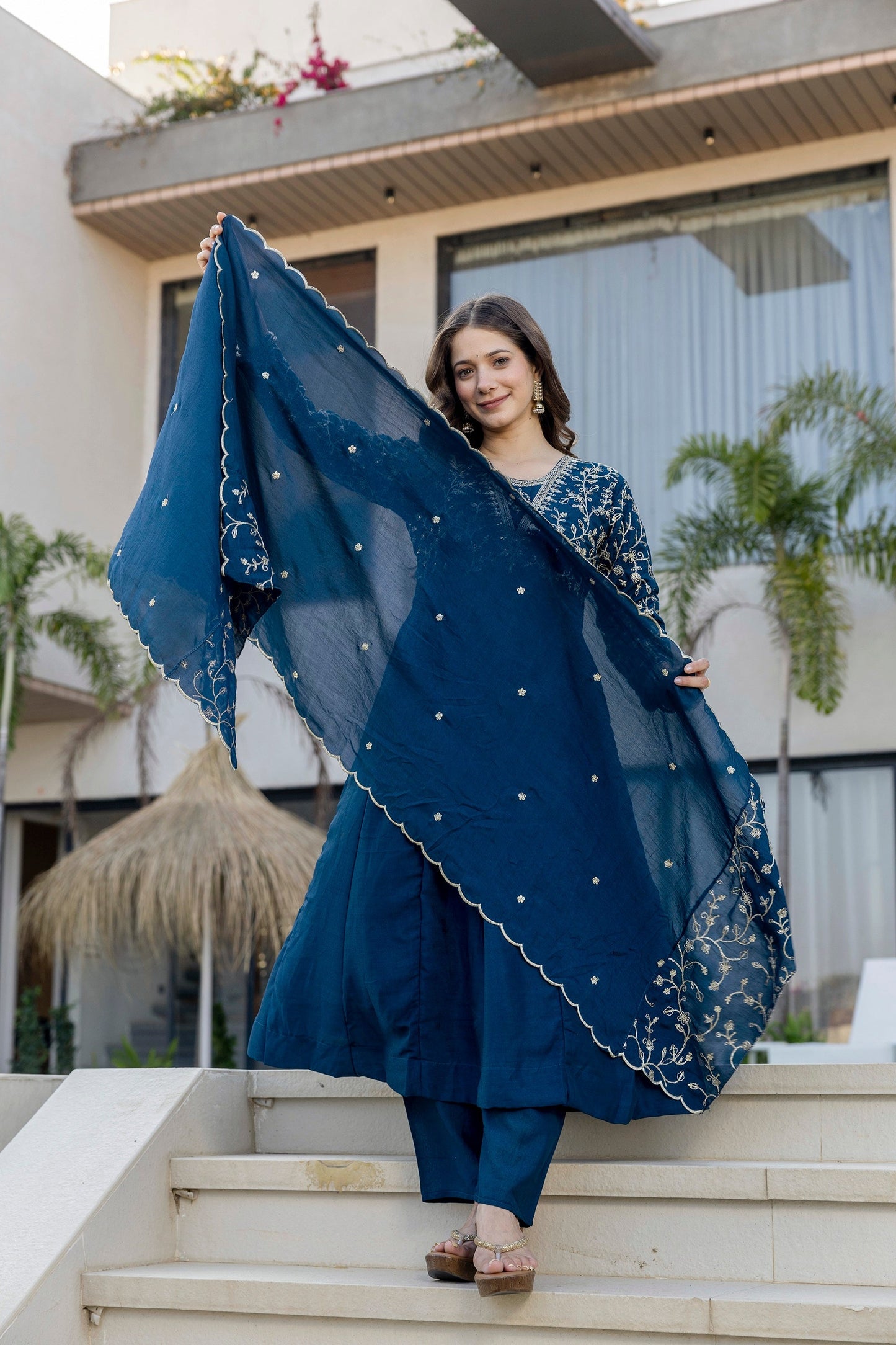 Rama Vichitra Embroidered Kurta Set