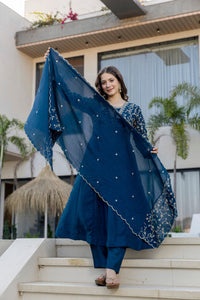 Rama Vichitra Embroidered Kurta Set