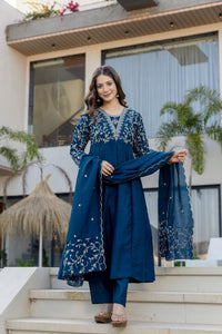 Rama Vichitra Embroidered Kurta Set