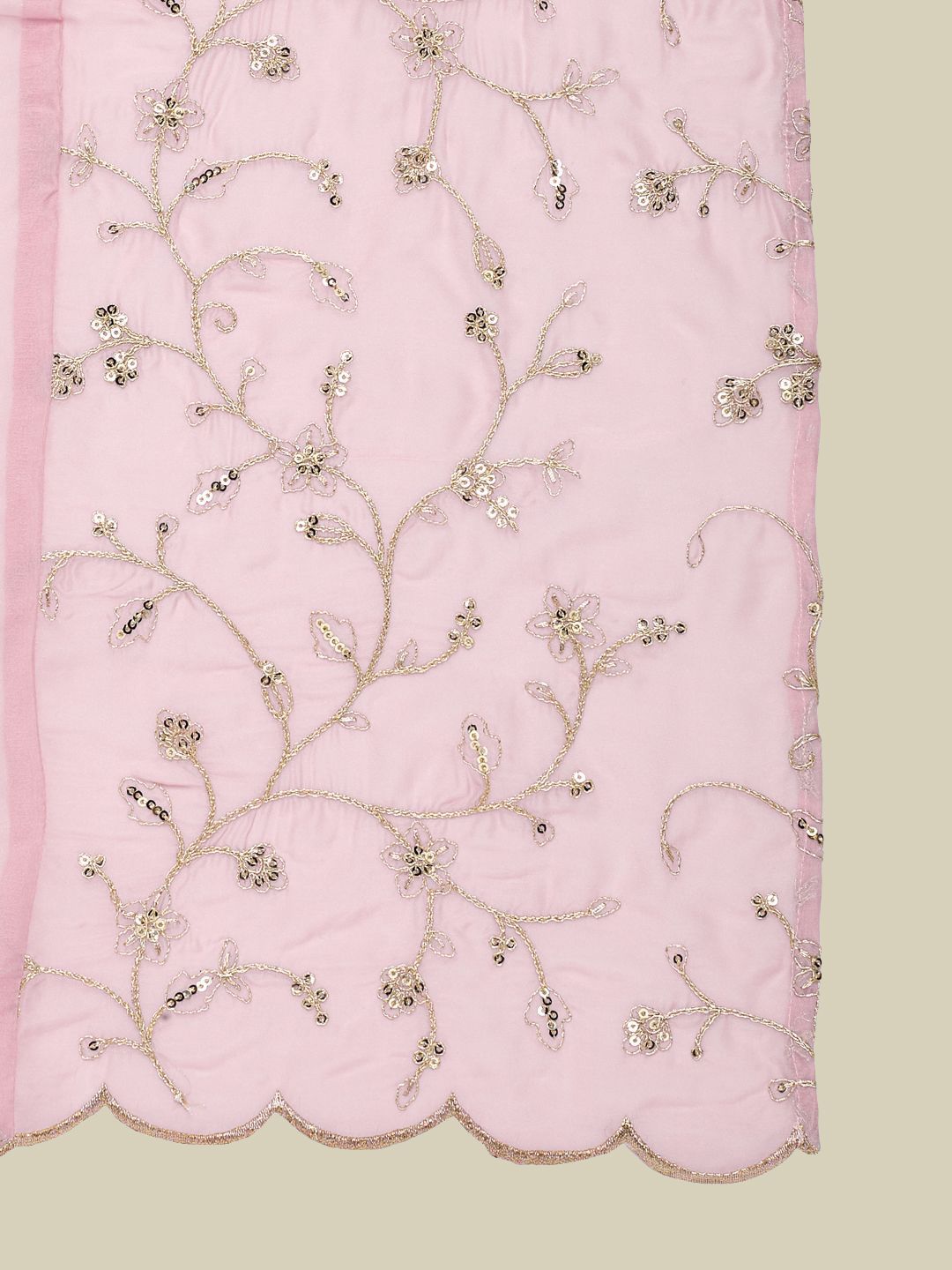 Pink Embroidered Vichitra Silk Flared Kurta Set