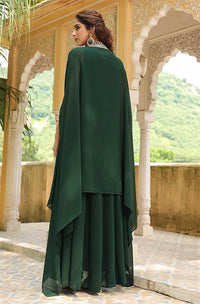 Dark Green Embroidered Georgette Anarkali Dress