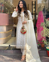White Aura Jacquard Suit Set