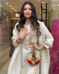 White Aura Jacquard Suit Set