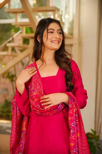 Pink Rani Silk Crepe Gharara Set