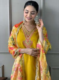 Zafrina Mustard Chanderi Suit Set